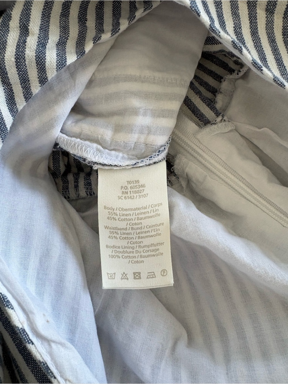 Boden Striped V-Neck Wide-Leg Jumpsuit with Tie Waist - Blue/White - Picture 8 of 9